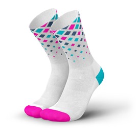 INCYLENCE Running Socks for Men and Women with Light Compression 1 Pair, Crystals White Pink Cyan, 39 - 42