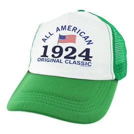 ThisWear 100th Birthday Gifts All American 1924 Original Classic Hat Turning 100 Birthday Party Trucker Hat Green