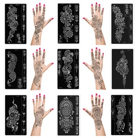 Mzstgh Mzstgh Henna Tattoo Stencils kit,Temporary Tattoos Stencils Reusable Henna Tattoo kit for Hand Forearm Airbrush Tattooing Template, Indian Temporary Tattoo Stickers