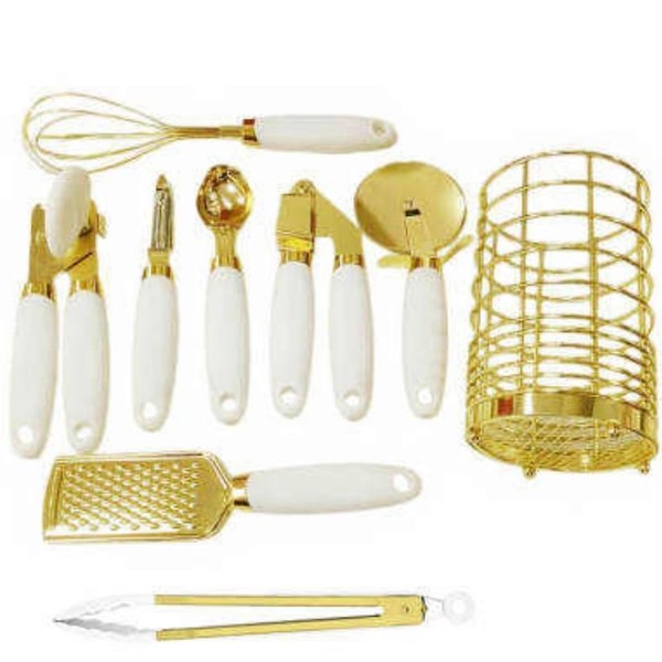 Generic Stainless Steel Kitchen Utensils Set 9 Pieces with Holder