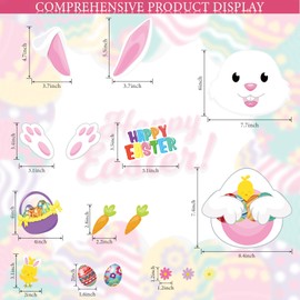 16 Pieces Happy Easter Bunny Refrigerator Magnets Fridge Magnet Sticker Bunny Easter Egg Magnet Sticker Easter Decoration for Easter Party Decor Home Kitchen Door Cabinet