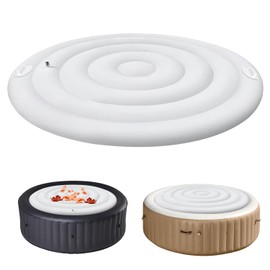 Inflatable Hot Tub Cover Energy Saving Lid for Outdoor Hot Tub,Windproof Rain-Proof Cover Protector for Hot Tubs SaluSpa Coleman Spa (Round-5.4ft-Handle)
