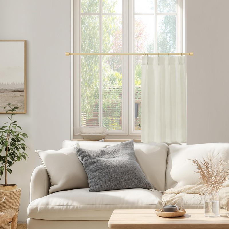 Lino Rosa 30 Inch Cream Short Curtains for Small Window