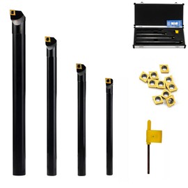 OSCARBIDE Indexable Boring Bar Set 4 Pieces,1/2"x7",5/8"x8",3/4"x10",1"x12"Right-Hand Sclcr Boring Bars with 14 Pieces CCMT09T304(CCMT32.5) Carbide Inserts