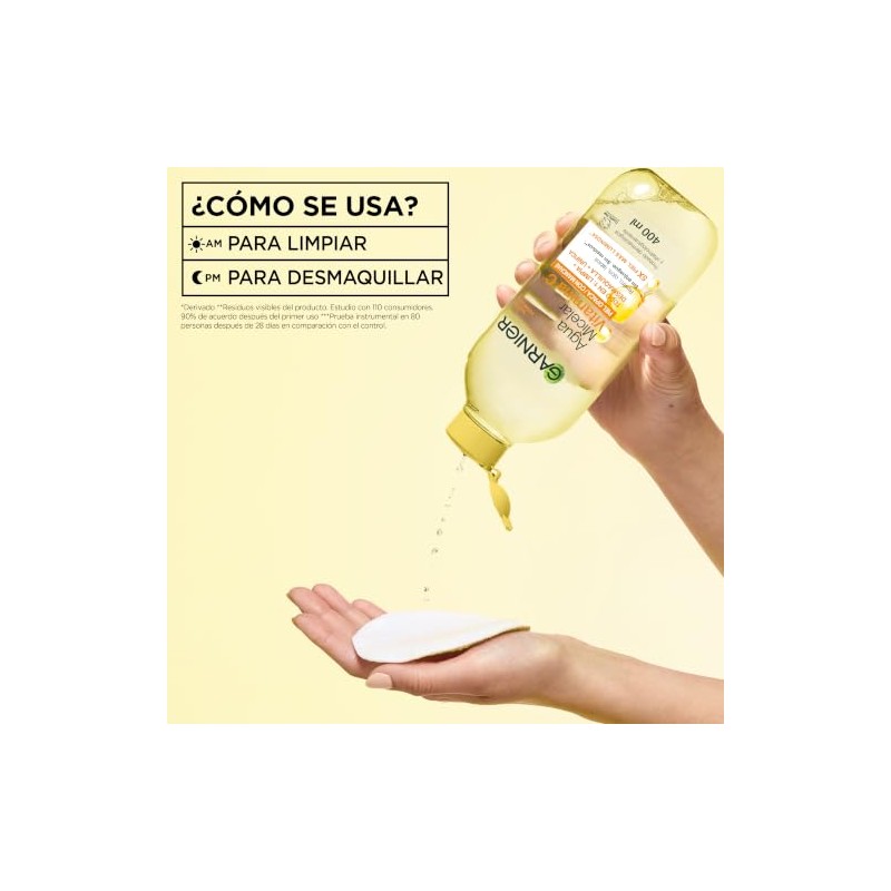 Garnier Express Aclara Agua micelar desmaquillante con Vitamina C Tono