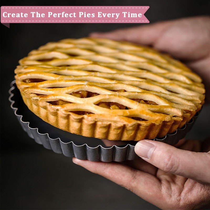 Quiche Pan 22cm/8 inch Flan Tins with Loose Base,Fluted Tart