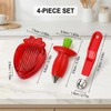 4-Piece Fruit Preparation Tools for Quick Snacks and Desserts, Strawberry