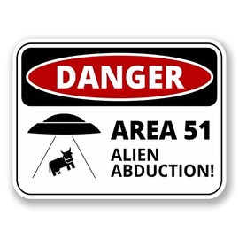 2 x 10cm Danger Sign Area 51 Vinyl Sticker Laptop Car UFO Nevada USA #6426 (10cm Wide x 7.5cm Tall)