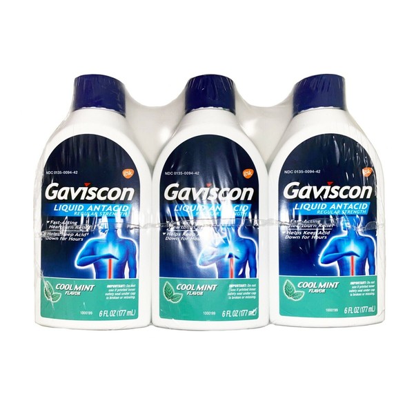 Gaviscon Regular Strength Cool Mint 3 Pack 6 Oz Each