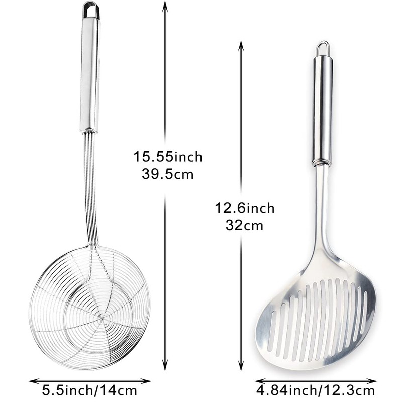 Multi Kitchen Utensil Stainless Steel Cooking Skimmer Slotted Fish Turner