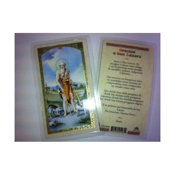 Belleka Holy Prayer Cards for The Prayer to Saint Lazarus in Spanish Set of 2.