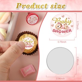 Clabby 504 Pieces Boy Girl Baby Shower Favors Stickers Mini Kisses Candy Stickers Chocolate Drop Labels Wrappers Little Cutie Baby Shower Decoration for Sprinkle Birthday Party(Pink Bear)