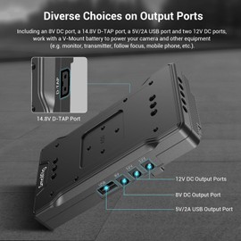 SMALLRIG V Mount Battey Adapter Plate with Adjustable Arm, V-Mount Plate with 65W PD USB-C and 14.8V D-Tap Output/Input - 3204B