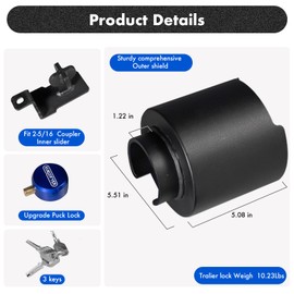 Kukoofyer Trailer Lock - Heavy Duty Steel Security Trailer Hitch Locks,2-5/16 Inch Coupler Fit,Anti-Theft Weatherproof for RVs,Trailers,Campers,Boats & Pickup Trucks