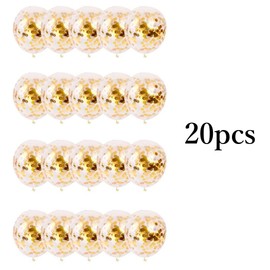 HappyHome 20pcs Confetti Balloons Translucent Glitter Latex Balloons (Gold)