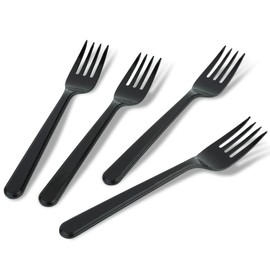 PlasticPro 100 Pack Heavy Weight Plastic Forks Black Disposable Forks Plastic Cutlery Set