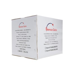1000FT White Bulk Siamese RG59/U Cable, 20AWG + 18/2 AWG Power, 95% Shielding, CCTV Video Wire (White, 1000FT)