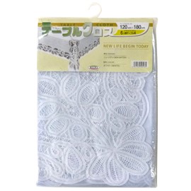 Meiwa Gravia Ready-made Lace Tablecloth, New Batten, 47.2 x 70.9 inches (120 x 180 cm), White