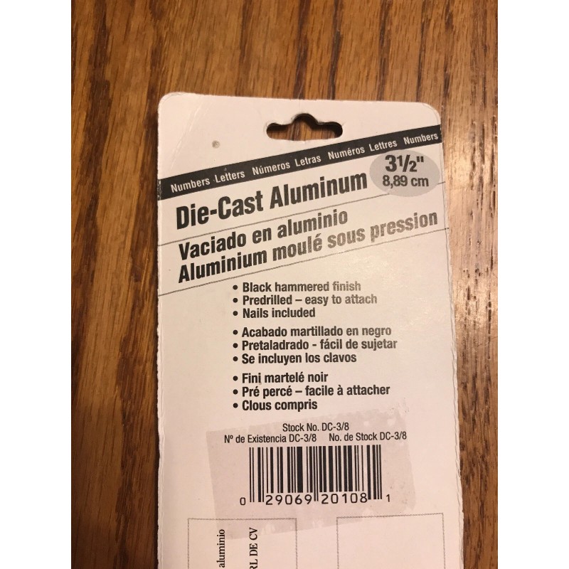 Hy-Ko Prod. DC-3 3-1/2" Black Die-Cast Aluminum Address Numbers