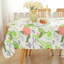 Summer Avocado Tablecloths Rectangle 60x84 inch, Washable and Wrinkle Resistant Polyester Tablecloth for Rectangle Tables, Spill Proof Fabric Tablecloths, Decorative Table Cover for Indoor/Outdoor