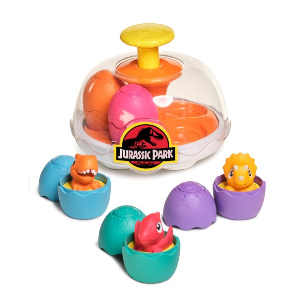 Toomies E73252 Tomy Spin & Hatch Dino Eggs, Dinosaur Children, Jurassic World, Educational Shape Sorter with Colours and Sound, Toy for Baby Boys & Girls Aged 1, 2 & 3 Years Old, Multicoloured
