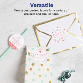 Avery Round Labels, Sure Feed Technology, 1" Diameter, 2,400 Glossy White Labels (36488)