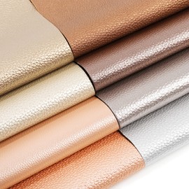 LOTOFUN Shiny Pearl Faux Leather Sheets: Soft Pearl Lustrous Textured Metallic PU Synthetic Leather Fabric 8Pcs/Set 12x8 Inch for Bows Earrings Making DIY Craft (Dark Color)