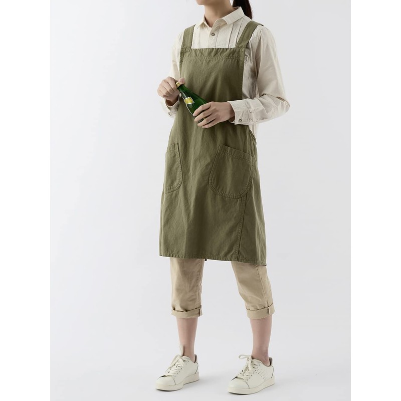 Denim Cotton Canvas Cross Back Aprons Solid Color Shop Kitchen