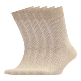 VRD SOCKS Men’s Dress Socks, Mid Calf Socks for Men, Honeycomb Design, Crew Socks for Men Shoe Size 8-13 (Beige, Tan, Light Brown, 5-Pairs)