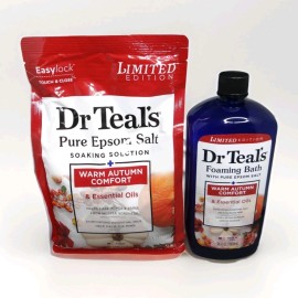 Dr. Teal's Ltd Ed 2p Lot Warm Autumn Comfort Epsom Salt Soak & Foaming Bath (x2)