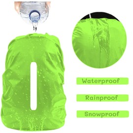 Pack of 2 Rain Covers for Backpacks School Bags with Reflective Strips (8-70 L), 1 Adjustable Anti-Slip Buckles Strap for Hiking, Camping, Travel, Cycling, Green, XS for 8-17 L