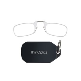 ThinOptics Keychain Case and Readers Rectangular Reading Glasses, Black, 44 mm + 1