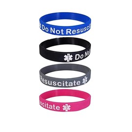 DWJSu 5PCS Medical Alert DNR Bracelet Silicone Rubber Wristbands Medical Id Bracelet for Women Men Emergency First Aid Health Alert