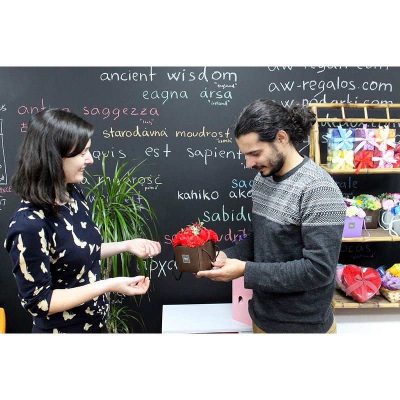 Soap Flower Bouquet,Red Rose & Carnation - Mothers Day Flowers