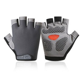 Cycling Gloves, Summer, Bicycle Gloves, Fingerless, Finger Cut (Pad Shock Absorption, Mesh Breathable, 3D Dimensional, Abrasion Resistant, Anti-Slip), Cycling Gloves, Road Bike, Stretchable, Men's