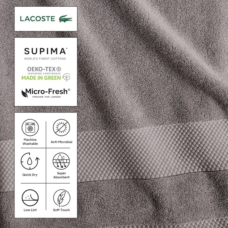 Lacoste Heritage Supima - Toalla de baño de algodón, GIS,