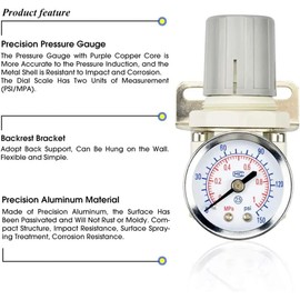 TAILONZ PNEUMATIC Air-Compressor Accessories 1/4 Inch BSP Pressure Regulator for Compressed Air Systems AR2000 Adjust 0 to 1 MPA