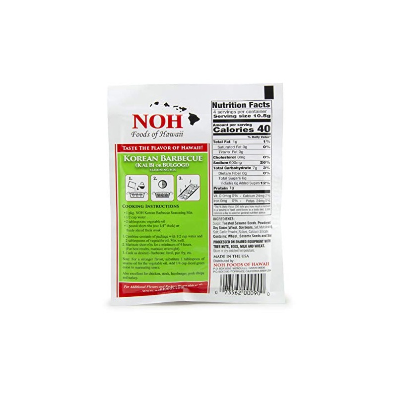 NOH Korean Barbecue (Kal Bi), 1.5-Ounce Packet, (Pack of 12)