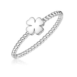 GLANZSTÜCKE MÜNCHEN Damen Ring aus 925/- Sterling Silber rhodiniert Kleeblatt Motivring