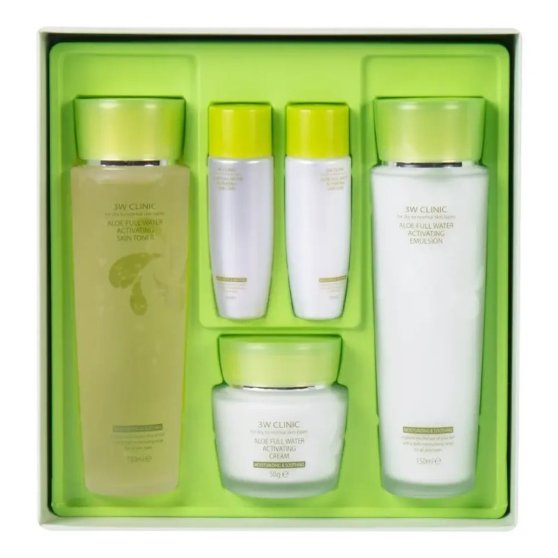 Set 3W Clinic Aloe Vera Skincare Coreano Día/Noche Piel Seca