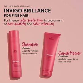 WELLA Color Charm Invigo Brilliance Color Protection Shampoo & Conditioner, For Fine Hair + Demi Permanent Hair Color, 1N Black