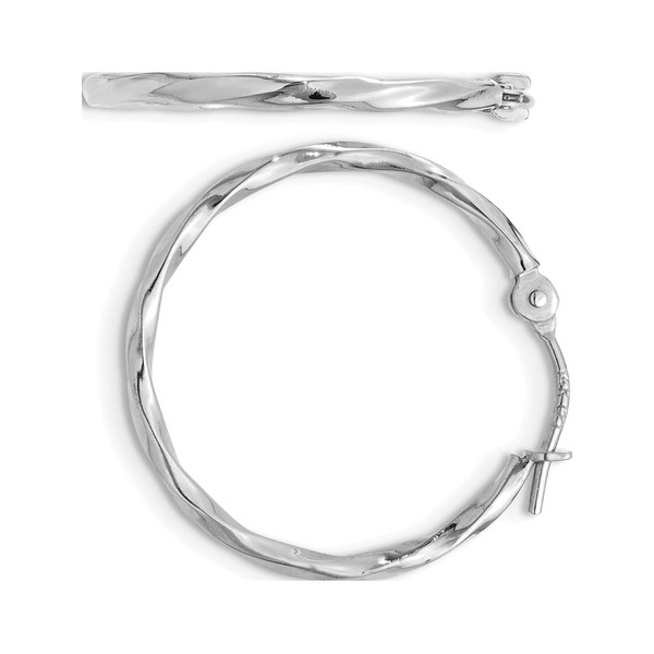 14K White Gold Polished Twisted Hoops (Length=18.9) (Width=19.2)