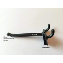 ProCraft Brand (250 Pack) 2 Inch Black Plastic Peg Hooks for 1/8 to 1/4 Pegboard Made in USA