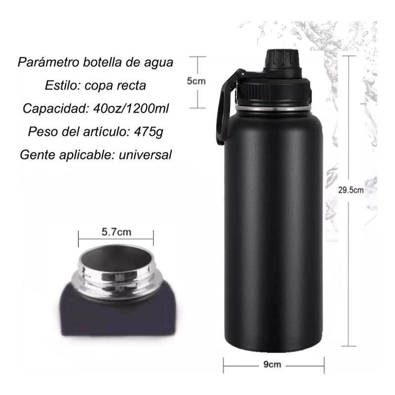 Botella De Agua Fría/caliente De Acero Inoxidable De 1.2 L