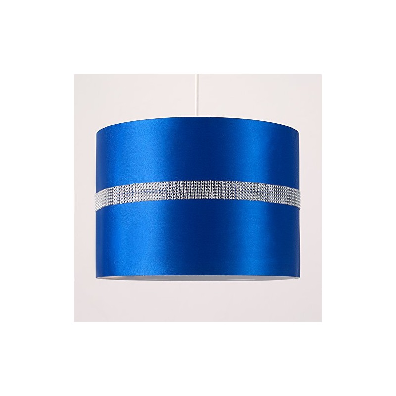 Large Modern Decorative Blue and Silver Diamante Jewel Effect Polycotton