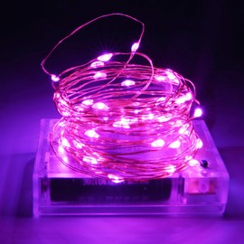 TuoTu Fairy Lights, Battery Operated Christmas String Lights with 8 Flashing Modes and 8-16 Hours Timer，5M/16ft 50 LED Copper Wire Light (Pink)