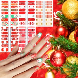 SILPECWEE 5 Sheets Christmas Nail Wraps for Women Nail Polish Strips Holiday Self Adhesive Nail Polish Stickers Gel Nail Strips Fingernails Manicure Design Nail Art Accessories with 1pc Nail File