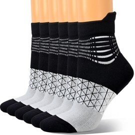 IRAMY Compression Ankle Support Socks Women Coolmax Wicking Cushioned Athletic Plantar Fasciitis Relief,Black,3 Pairs,Medium