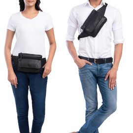 STILORD 'Atlanta' Vintage Belt Bag Leather Bum Bag Ideal for Sports Travel Bag for Men Women, black