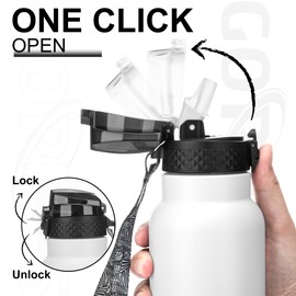 GOPPUS 750 ml/24 oz Stainless Steel Water Bottle with Straw 0.75 Litre Hot Water Bottle Double Walled Steel Water Bottles Insulated Water Bottles Leak-proof Cold Water Bottle Adults